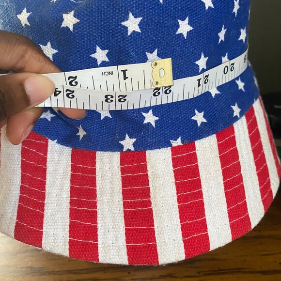 Red White Blue, American Flag Bucket Hat with USA Stars and Stripes motif - Picture 7 of 9